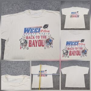 Vintage WEEI 850 AM Sports Radio T Shirt Mens XL Back To The Bayou Football 90s